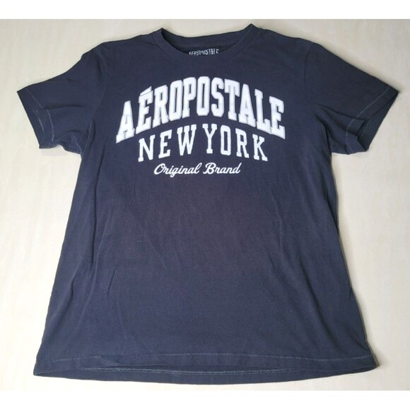 Y2K Aeropostale NY Embroidered‎ Black T Shirt Men's Size Large 100% Cotton - Picture 2 of 11
